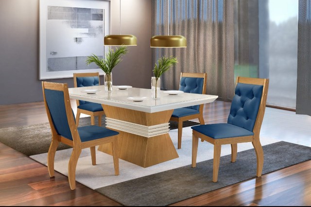 Sala mesa jantar com 4 cadeiras tampo de vidro ZAP *  - Foto 2