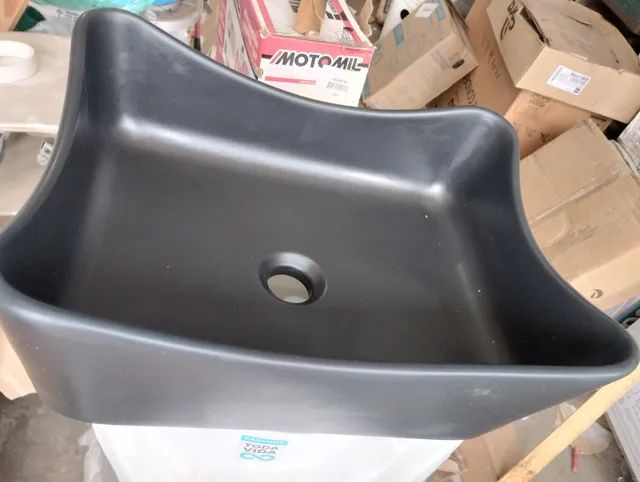 Cuba de apoio retangular preto fosco 45x35 leggera agnesti  - Foto 2