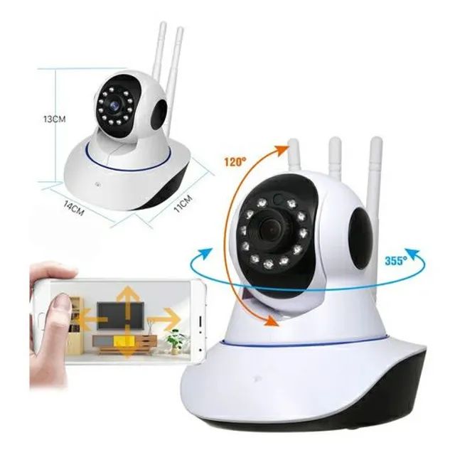 Câmera de segurança Monitoramento com 3 Antenas IP Wifi e visão noturna 360° - Foto 5