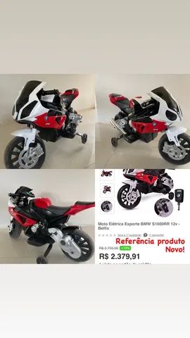 Moto Elétrica Infantil BMW S1000RR 12V Com Rodinha P Crianças De 3