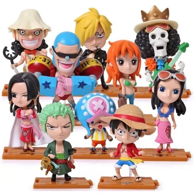 Coleção de Bonecos One Piece Luffy Zoro Nami Usopp 10pcs
