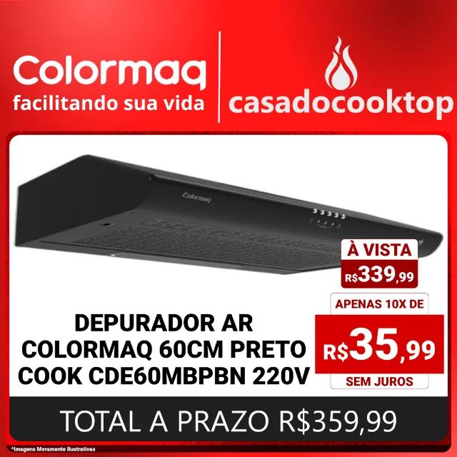 Depurador de Ar Colormaq 60cm Preto Cook CDE60MBPBN 220V