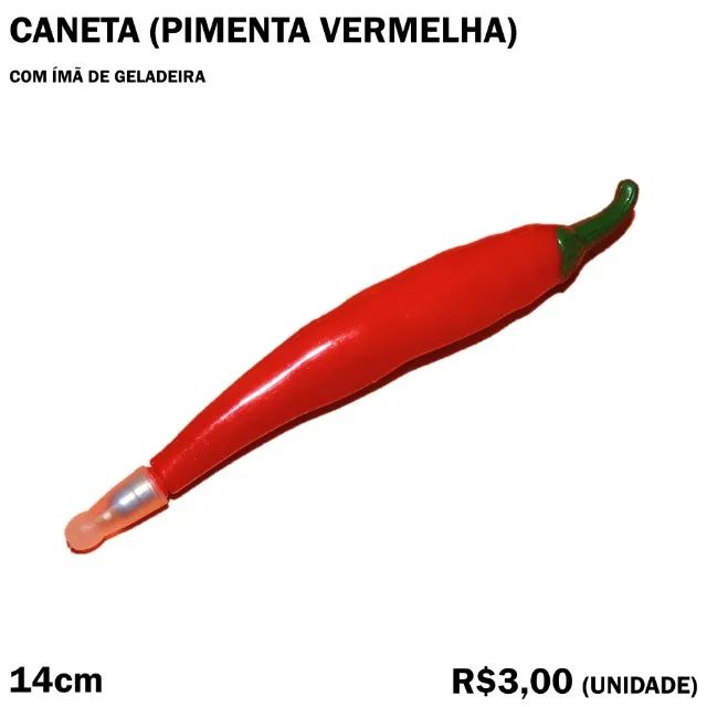Caneta e Ímã de Geladeira Pimenta Vermelha