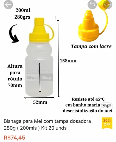 BISNAGA PLÁSTICO PARA MEL 280g (200ml)