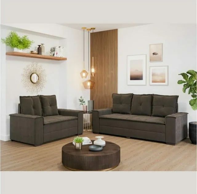 Conjunto de Estofados de 3 e 2 Lugares Barcelona Estofados Linhares  - Foto 4