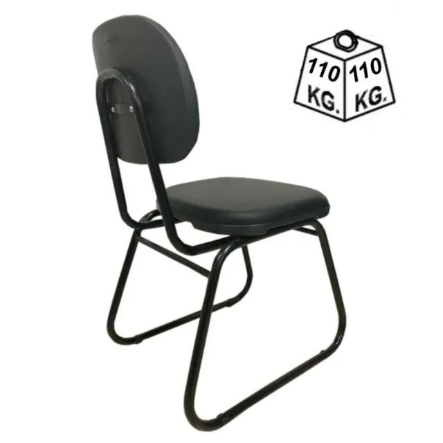 Cadeira Secretária Trapézio Corino Preto Conforto Ergonômico Modelo 31103 - Foto 3