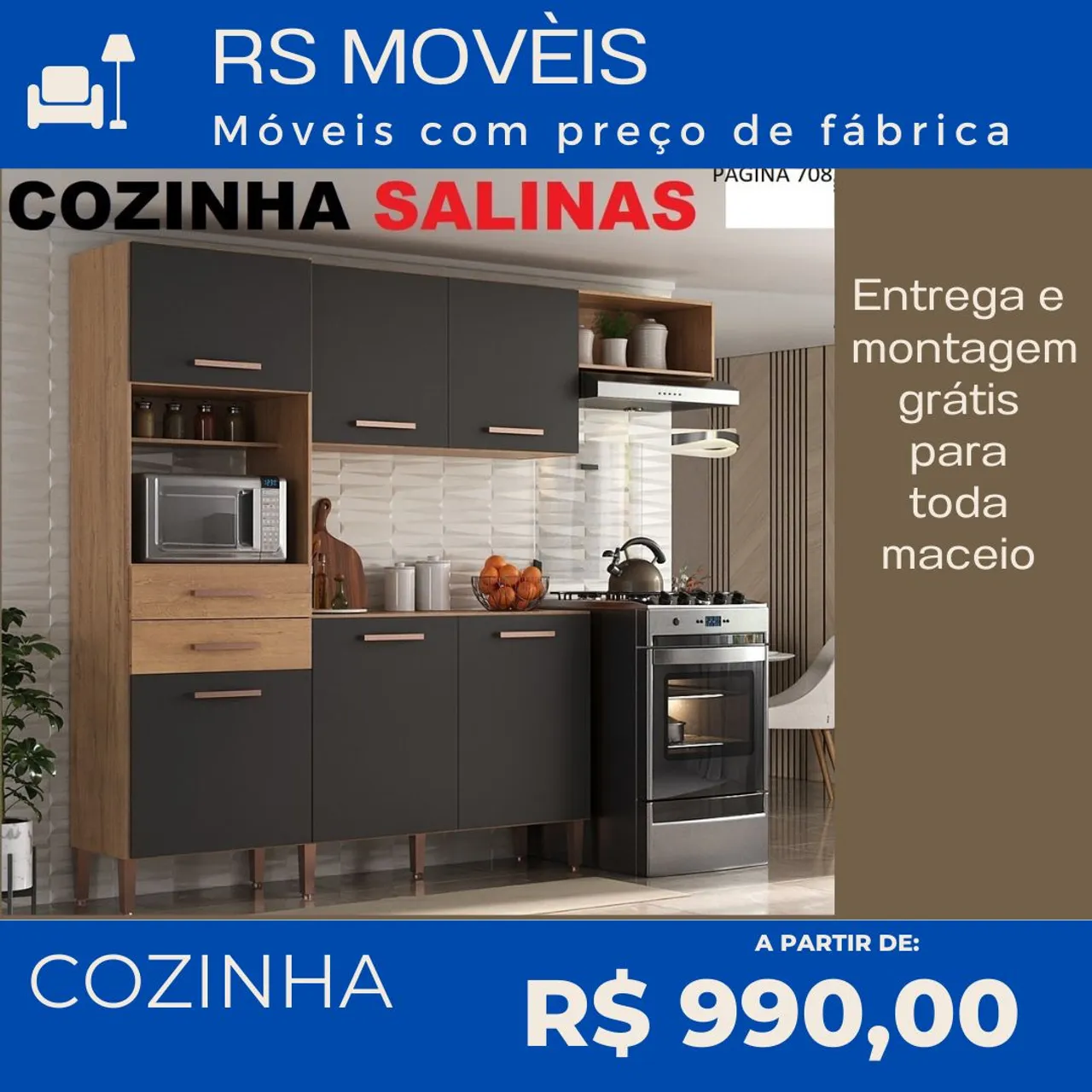 Cozinha Salinas - R$ 990,00 - Entrega Grátis em Maceió