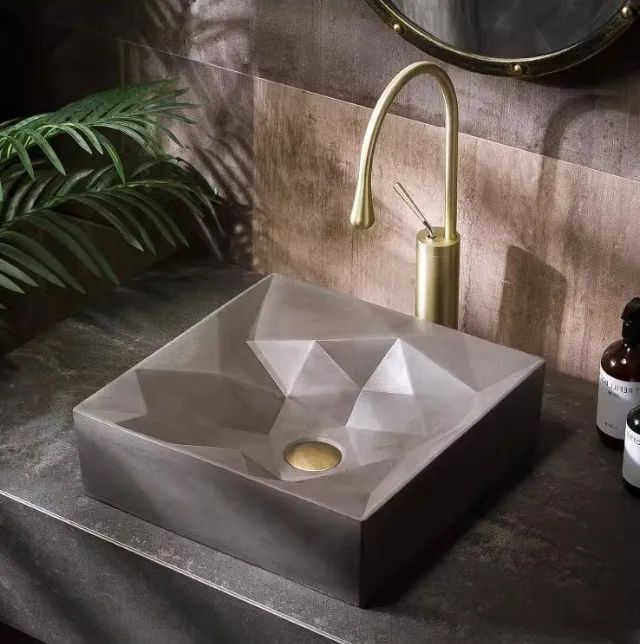 Cuba Evier Cimento Queimado Geométrico Diamond Banheiro Rústico - Foto 6