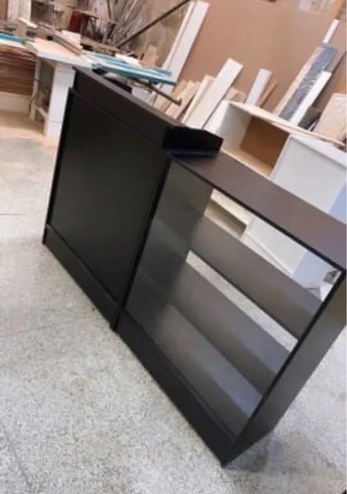 BALCÃO CAIXA + BALCÃO VITRINE MDF PRETO - Foto 2