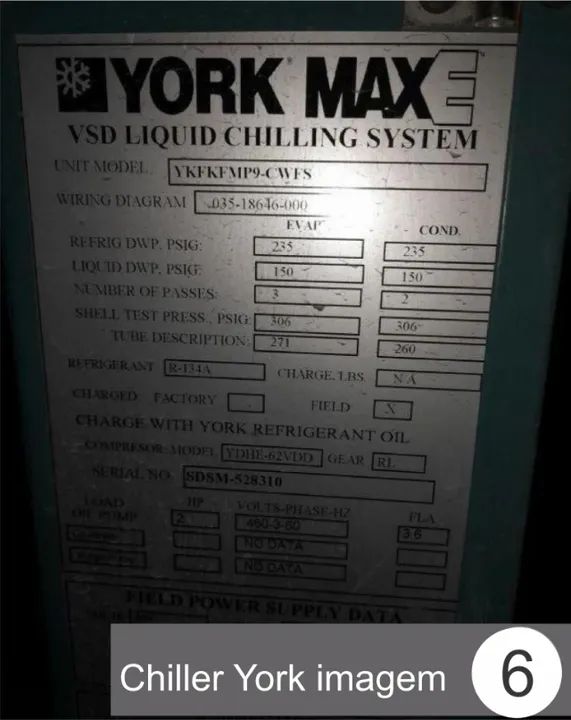 Chiller centrifugo Marca York 1.000 TR semi novo - Foto 5