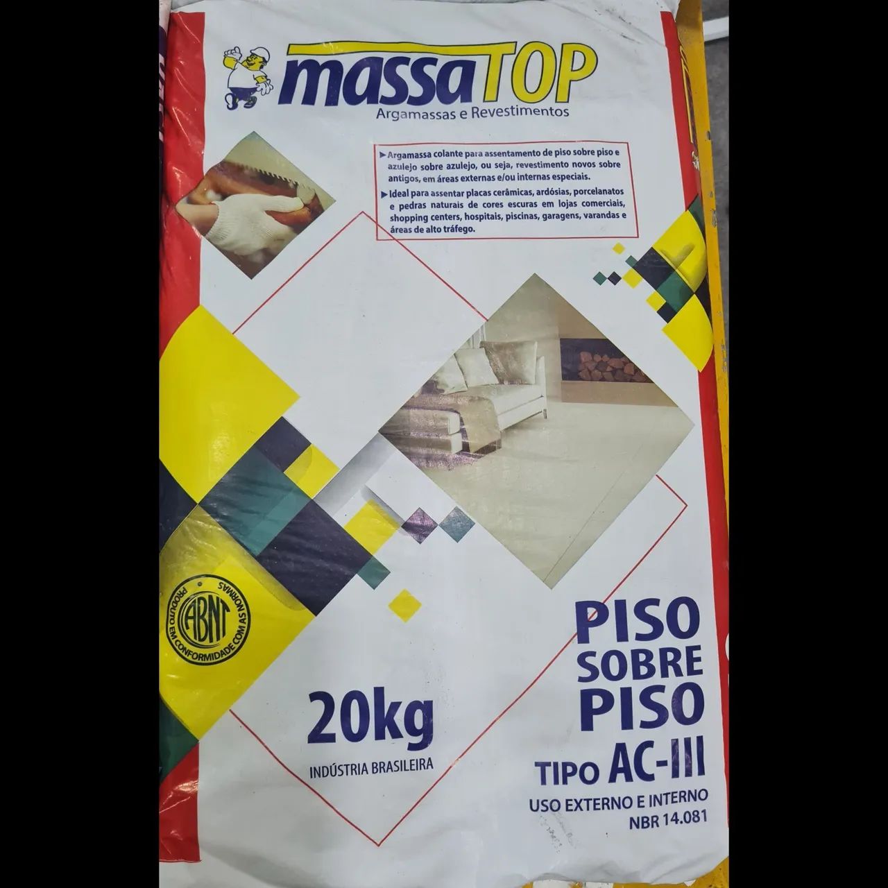 Argamassa AC3 Piso sobre piso 20kg  Massa TOP R$27,60 à vista -R$33,00 cartão 
