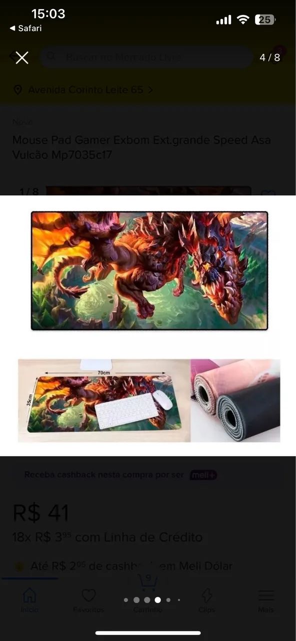 Mouse Pad Gamer - Novo