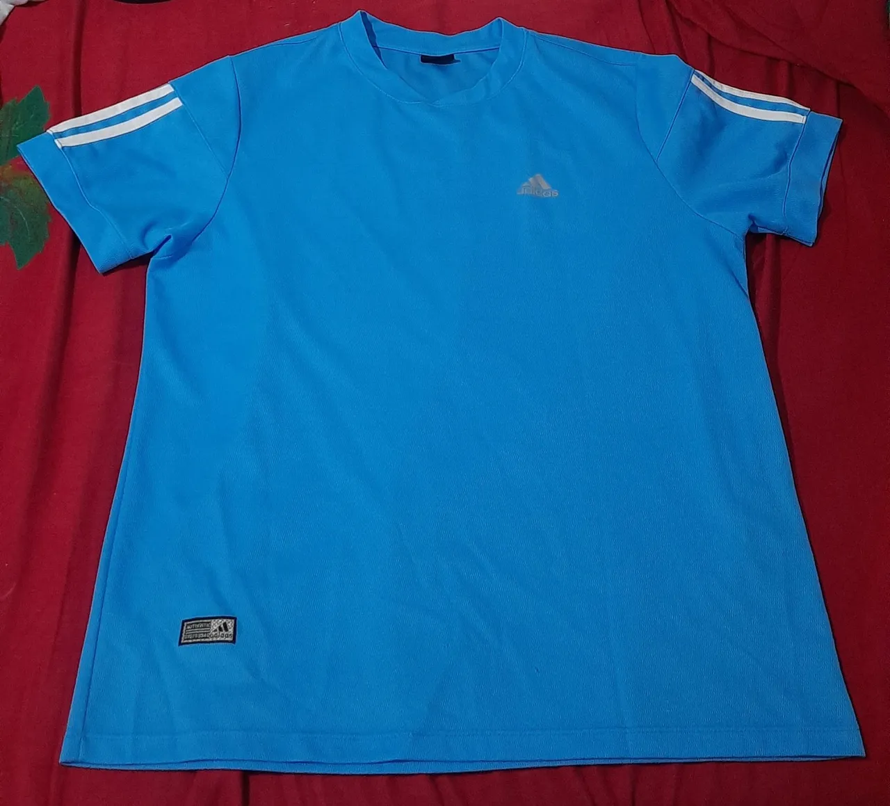 Camiseta Adidas Azul com Listras - Original