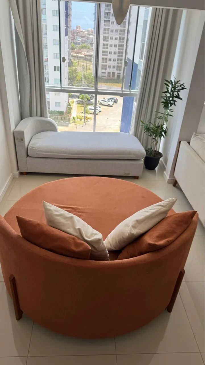 Terracotta Bouclé Round Chaise Sofa64842030899713123