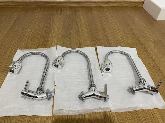 Torneira Cozinha Gourmet Flexível Luxo Parede 1/4 De Volta Metal - Foto 4