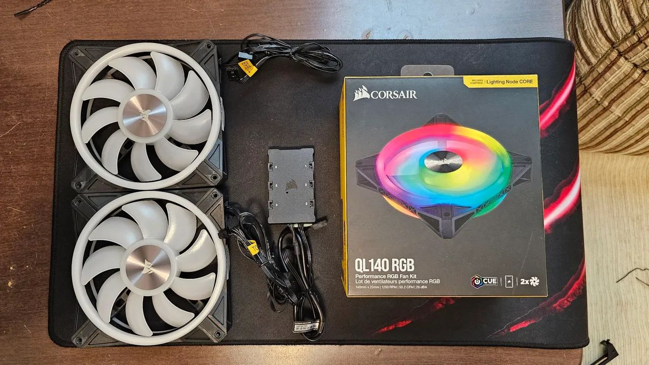 Kit 2 fans Corsair QL140 RGB ICUE + lighting Node Core