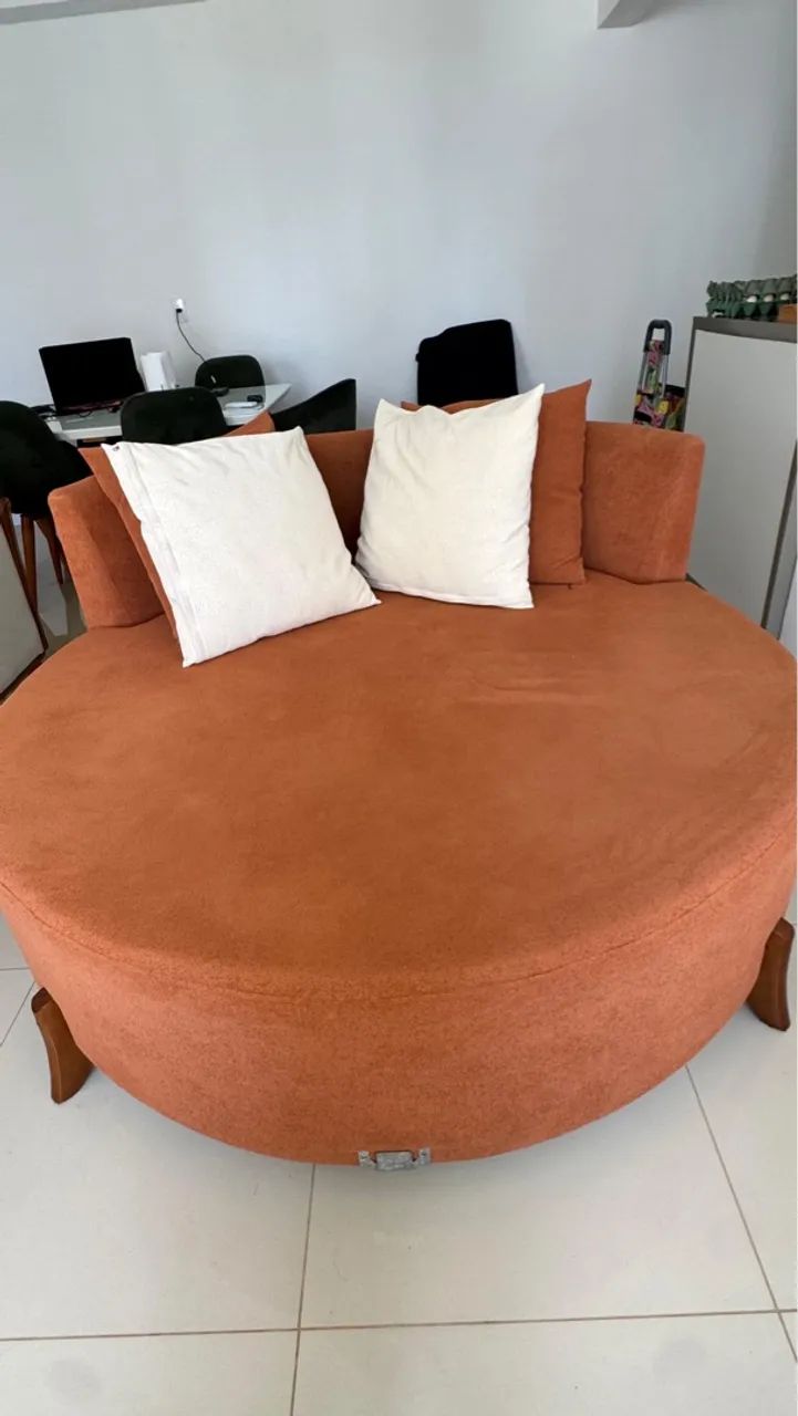 Terracotta Bouclé Round Chaise Sofa64842030899713120