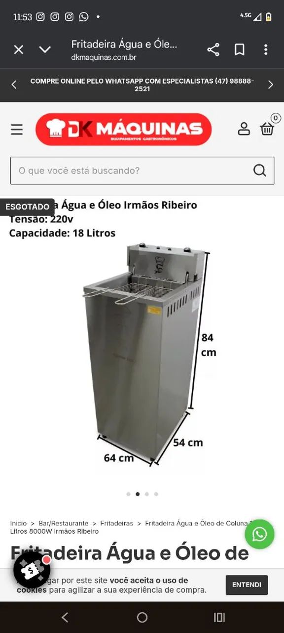 VENDO FRITADEIRA ELÉTRICA DA MARCA RIBEIRO INOX ÁGUA E ÓLEO. INOX - Foto 3