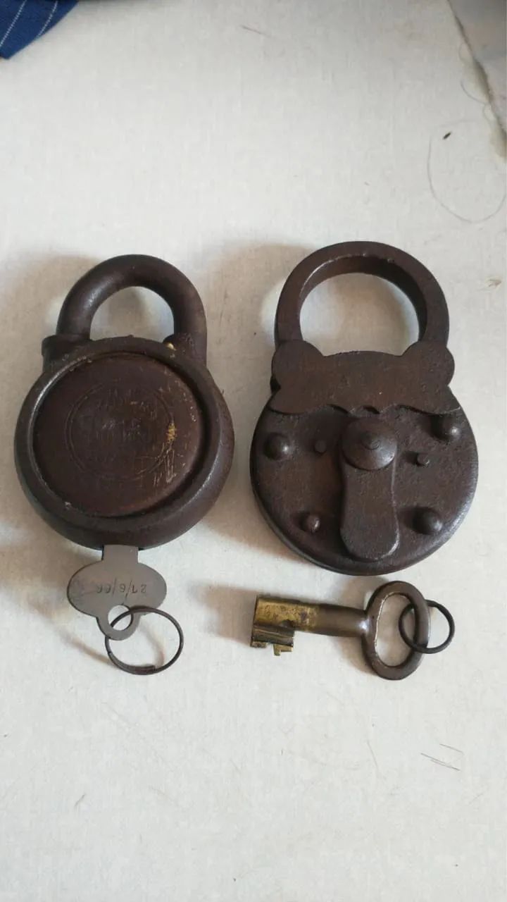Antique Wrought Iron Padlocks - Yale and Rustic Model with Keys