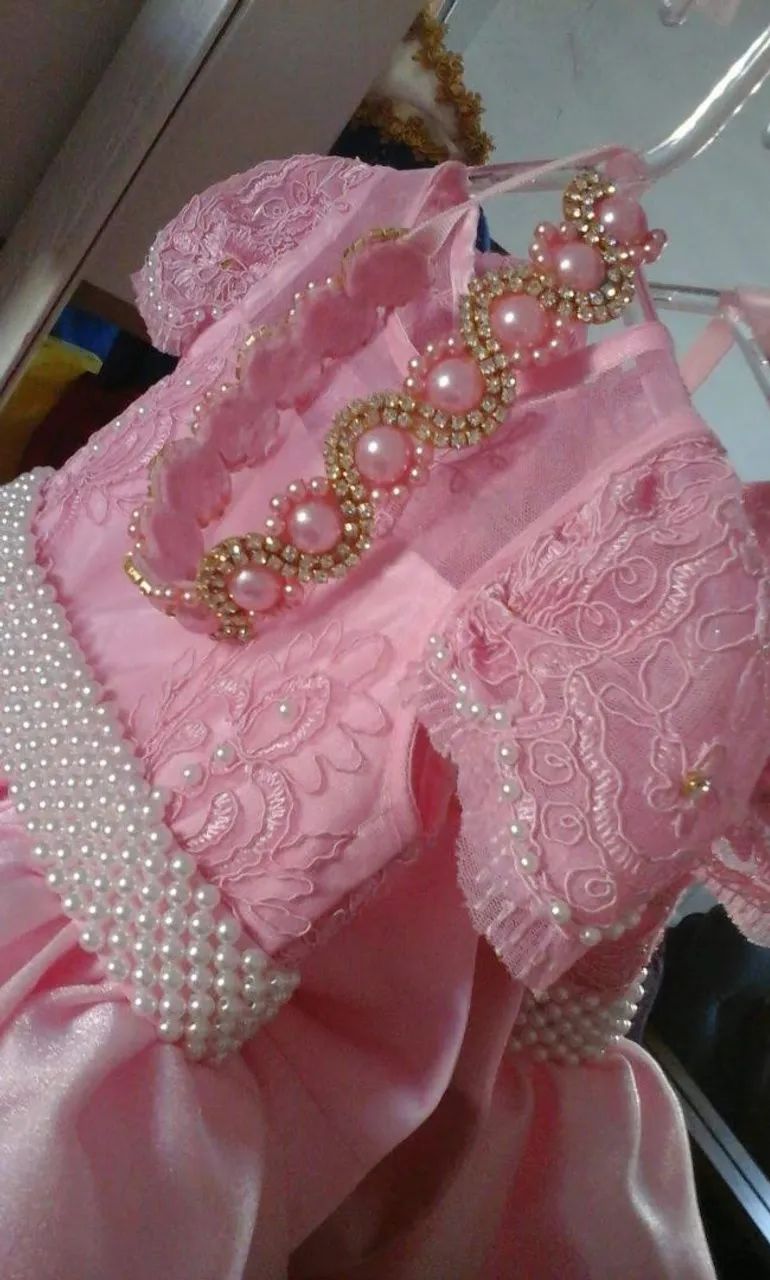 Vestido de Princesa Rosa Mãe e filha