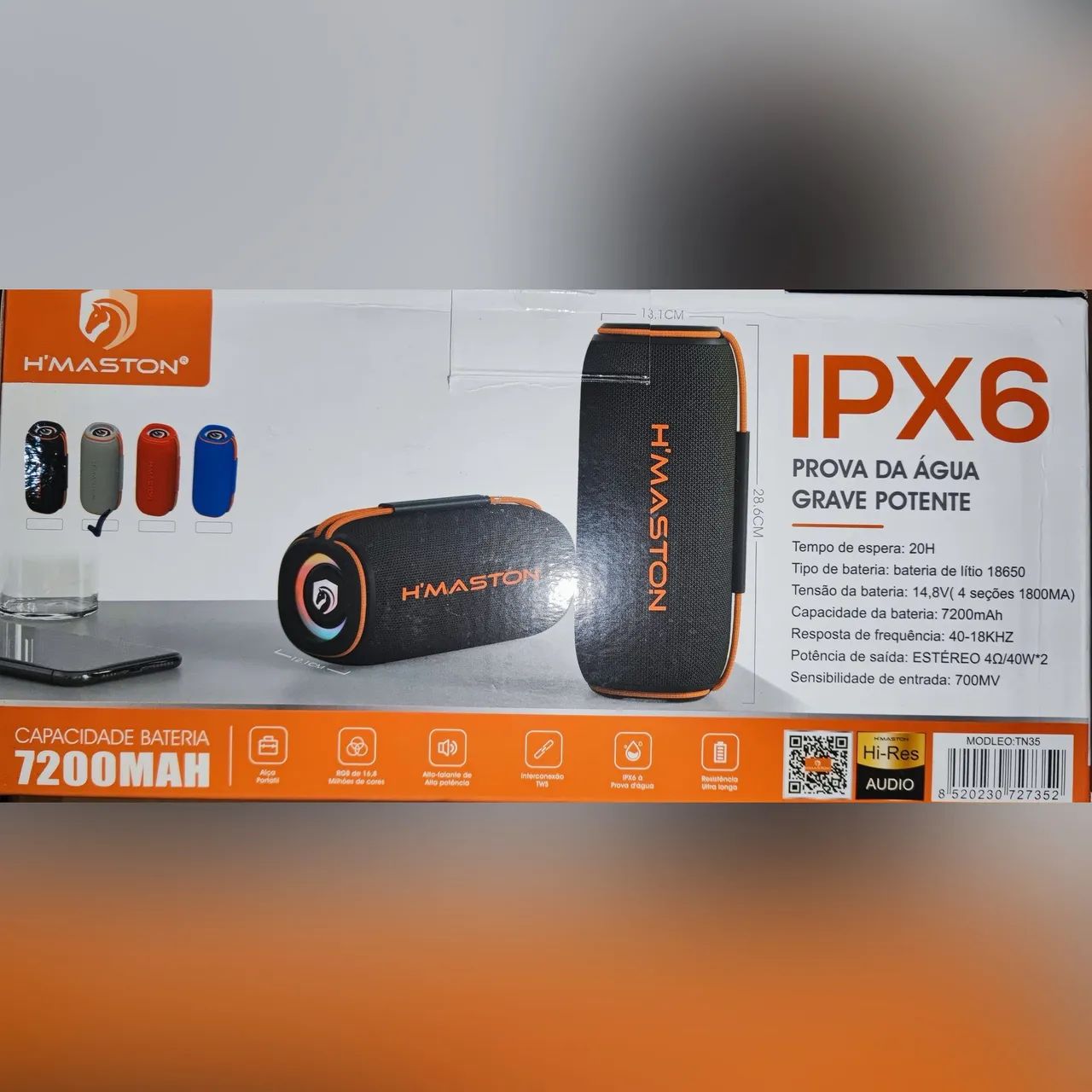 Caixa De Som Bluetooth Resistente a Agua 80W Hmaston TN35 Com RGB - Foto 2
