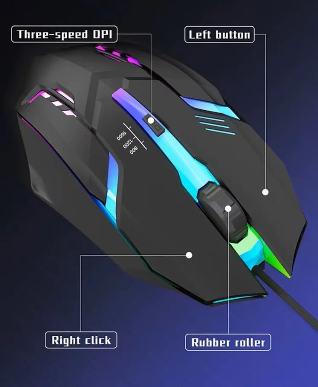 Mouse para computador desktop e laptop, USB Backlit Mouse, mais recente, alta qualidade - Foto 5