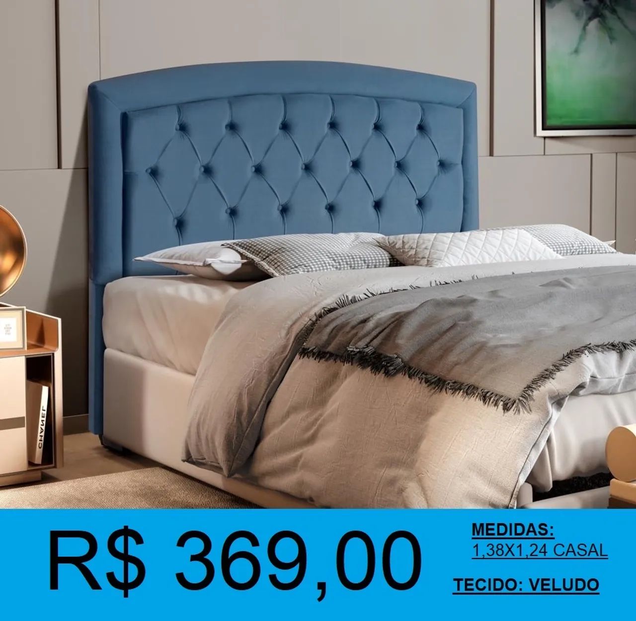 Cabeceira em veludo - suede e corino - Entrega e instalação GRÁTIS  - Foto 4