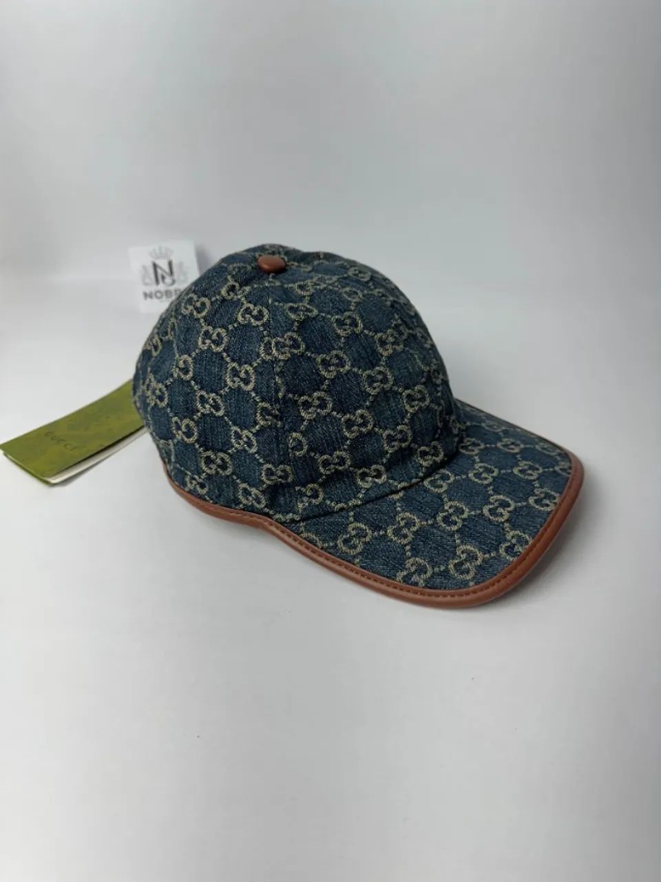 Boné Gucci GG Monogram Denim Leather Trim ( Jeans ) - Foto 3
