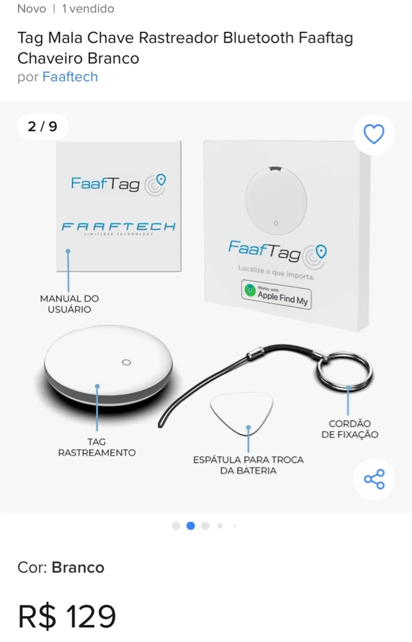 Chaveiro rastreador Bluetooth tag