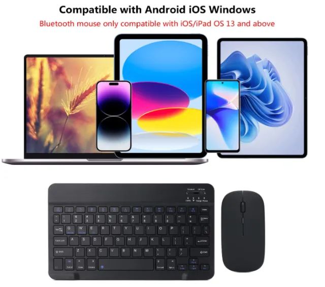 Kit teclado e mouse bluetooth 5.2, pc, iPhone, Android!