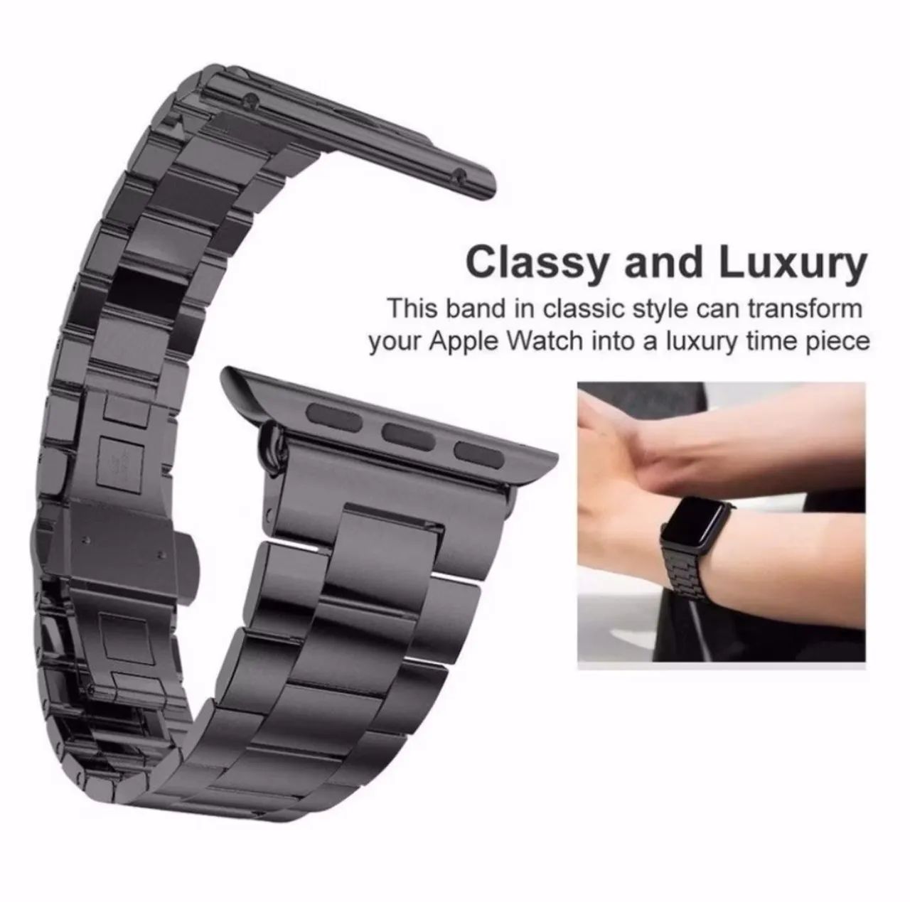 Pulseira de aço inoxidável luxo Black 