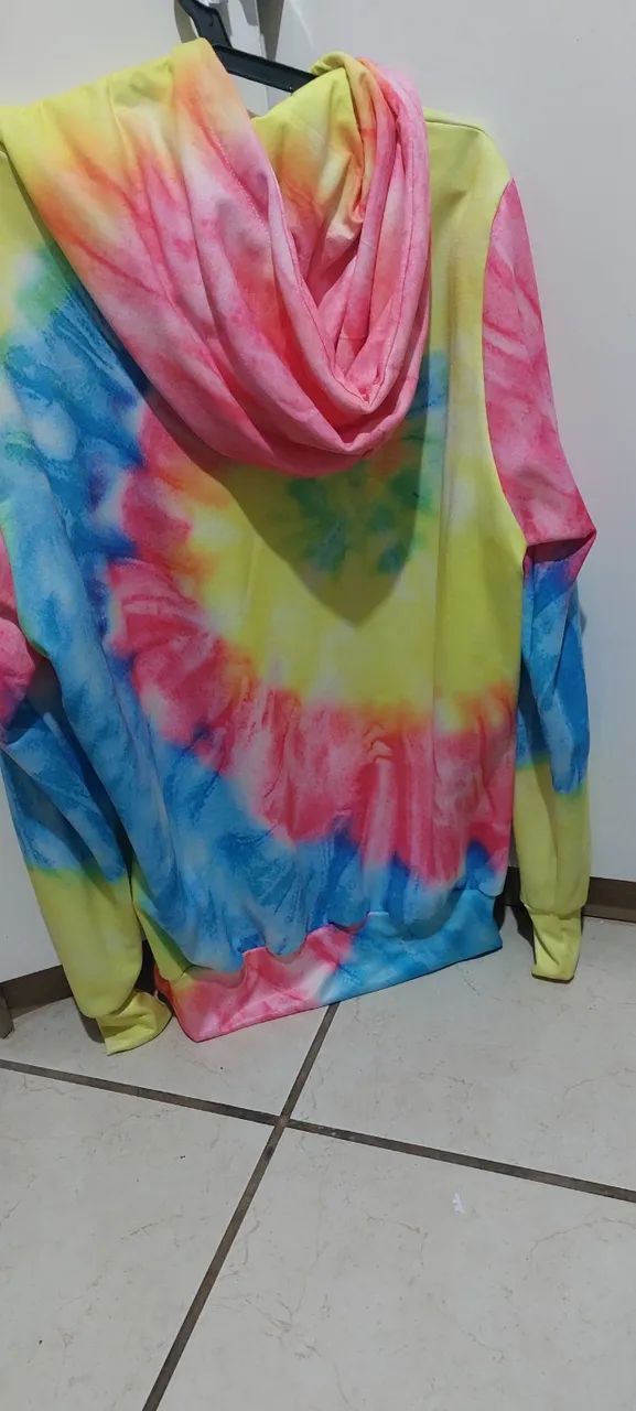 Moletom Casaco Tie Dye Flanelado - Tamanho  G - Foto 3