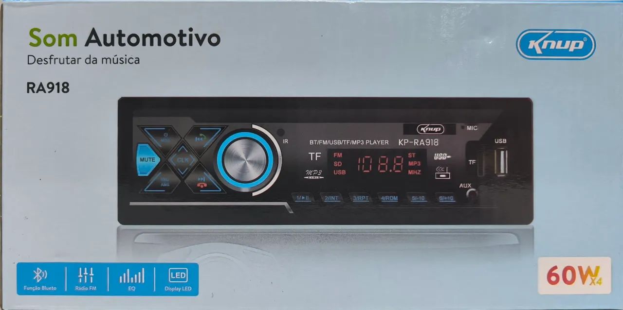 Som automotivo com bluetooth USB e chicote para instalação  - Foto 4