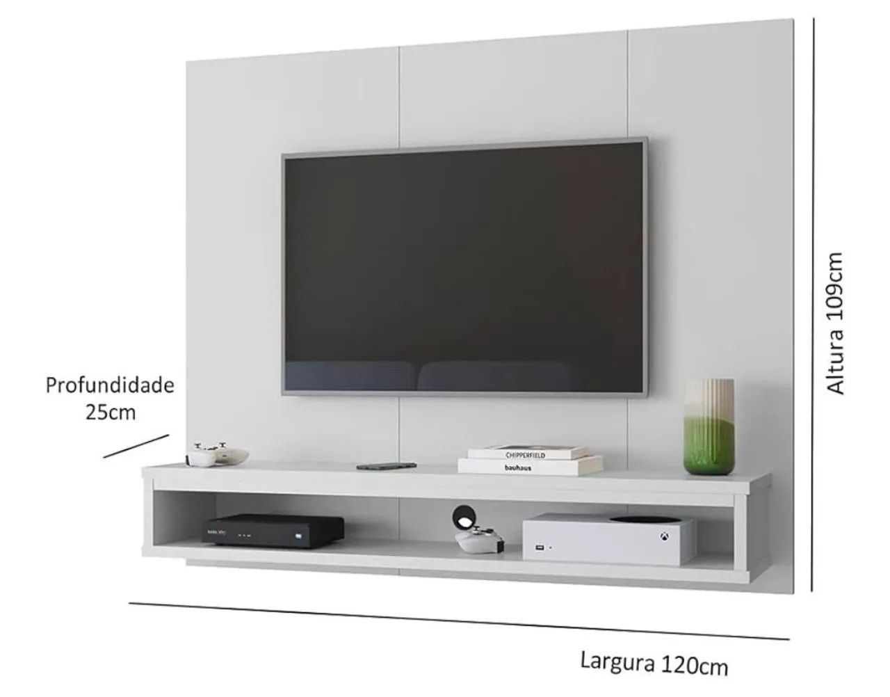 rack painel para tvs de até 50 polegadas suspenso com prateleira cissa (branco) - Foto 2