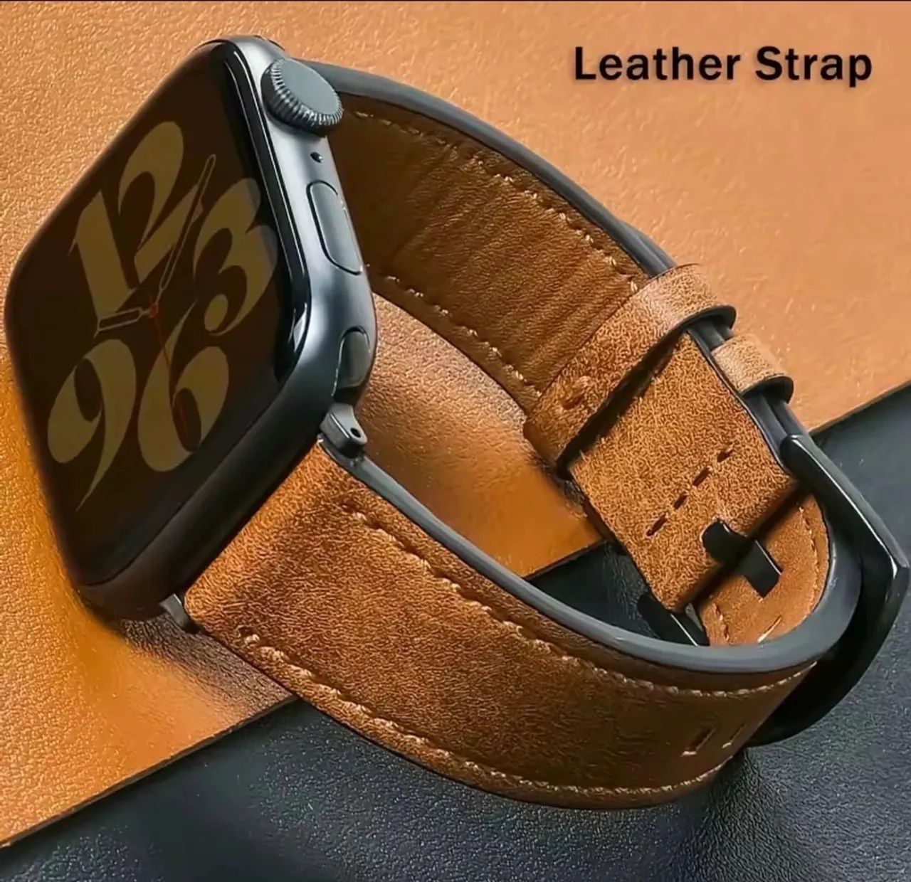 Pulseira Apple Watch Couro Sintético 42, 44, 45, 46, 49mm