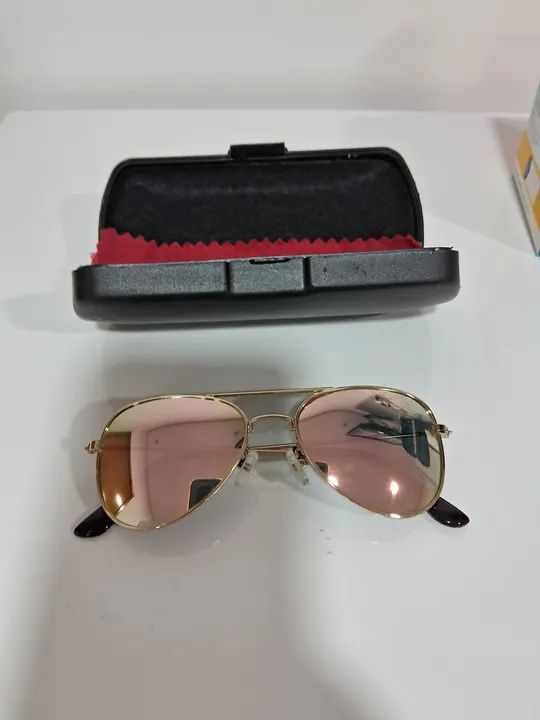 Óculos de sol aviador espelhados rosa infantil - Foto 2