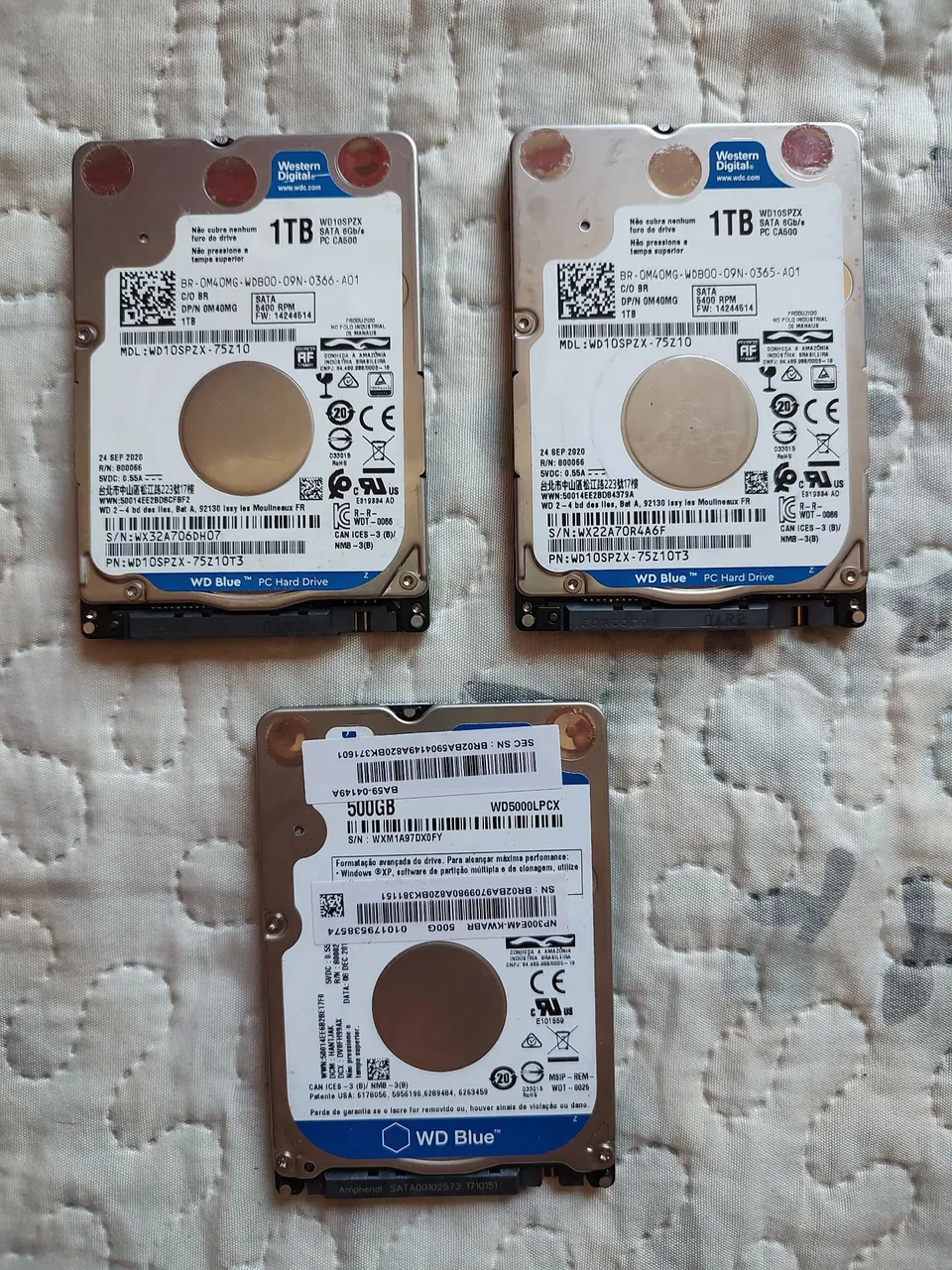 HDs 1TB e 500GB WD Blue