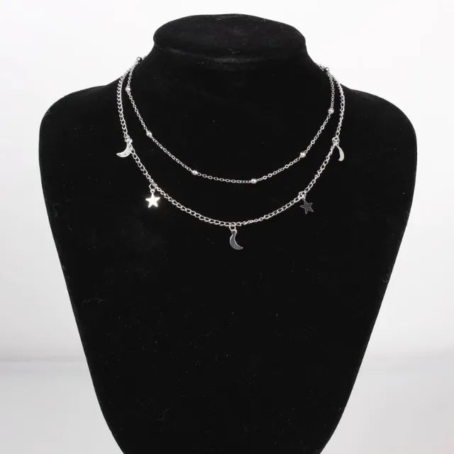 Colar Gargantilha Choker Dupla Luas e Estrelinhas - Foto 5