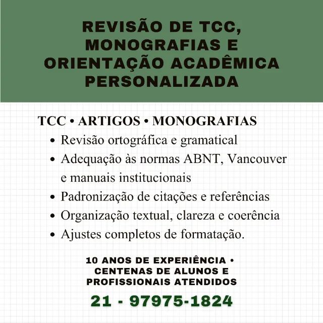 Revisão e Orientação de TCC, Artigos e Trabalhos Acadêmicos