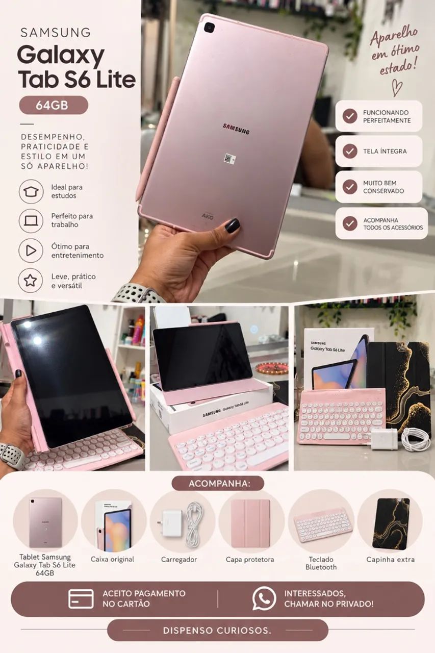 Tab S6 lite 64gb Semi novo + caixa + acessórios 