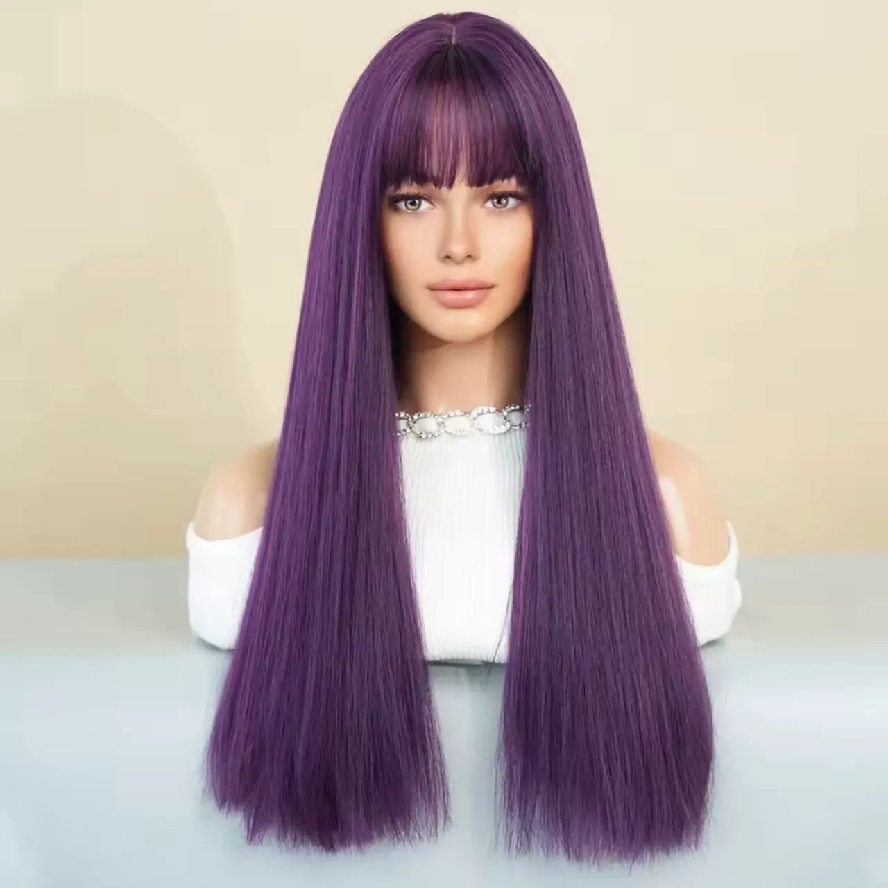 Peruca Longa Roxa Premium Cosplay | Wig Resistente ao Calor