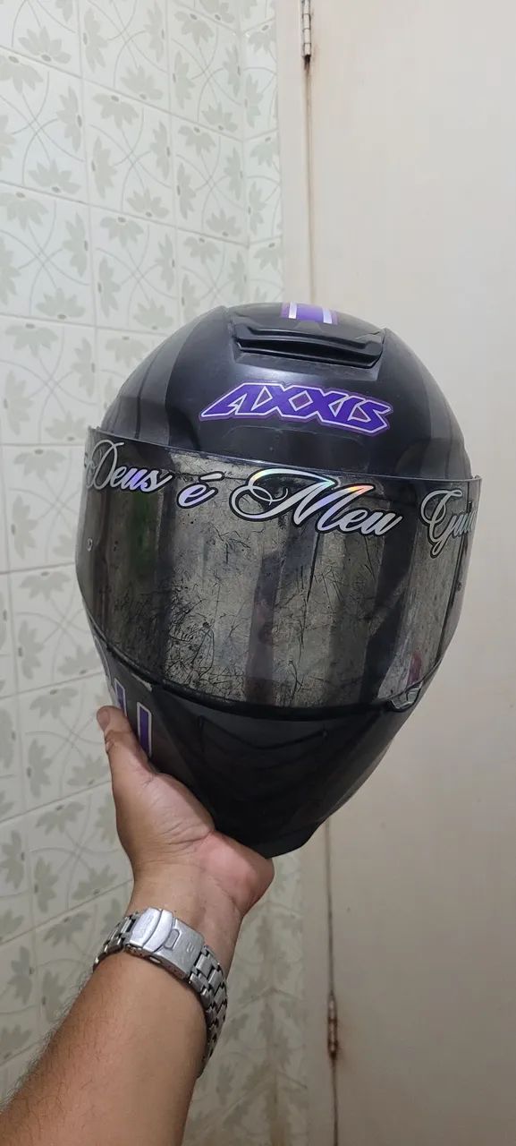 Capacete axxis 2 viseira prata e transparente 