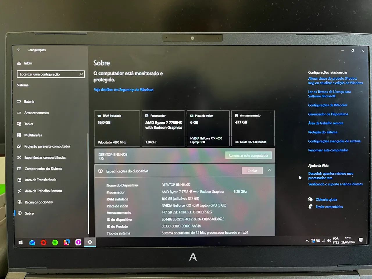 Notebook Avell Storm 450R - RTX 4050 - 16GB - SSD 512GB - Foto 2