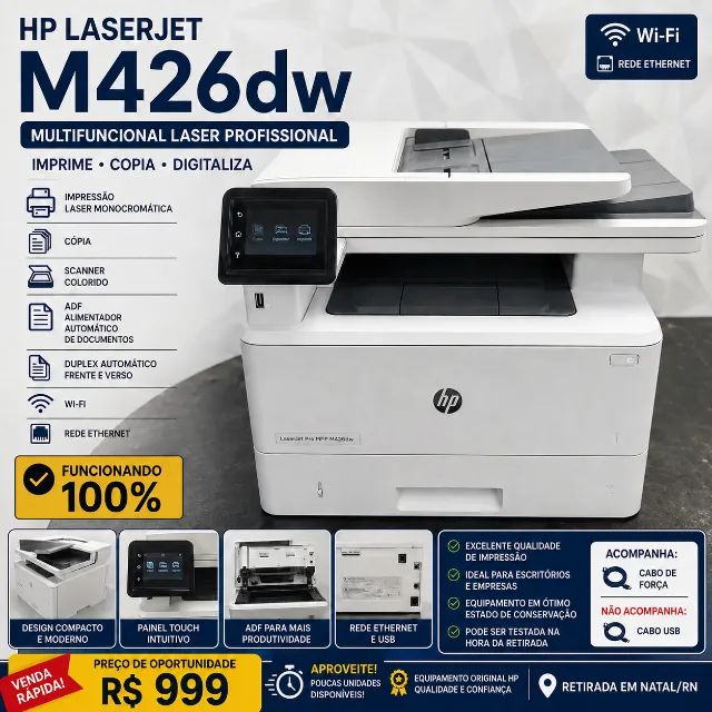 HP LaserJet Pro MFP M426dw Wi?Fi Rede Duplex Scanner ADF