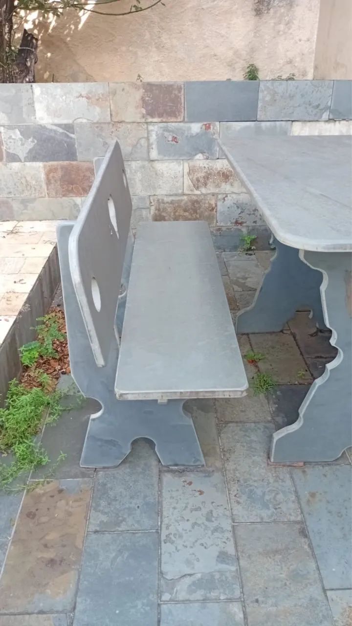 Conjunto de mesa e bancos de ardósia - Foto 3