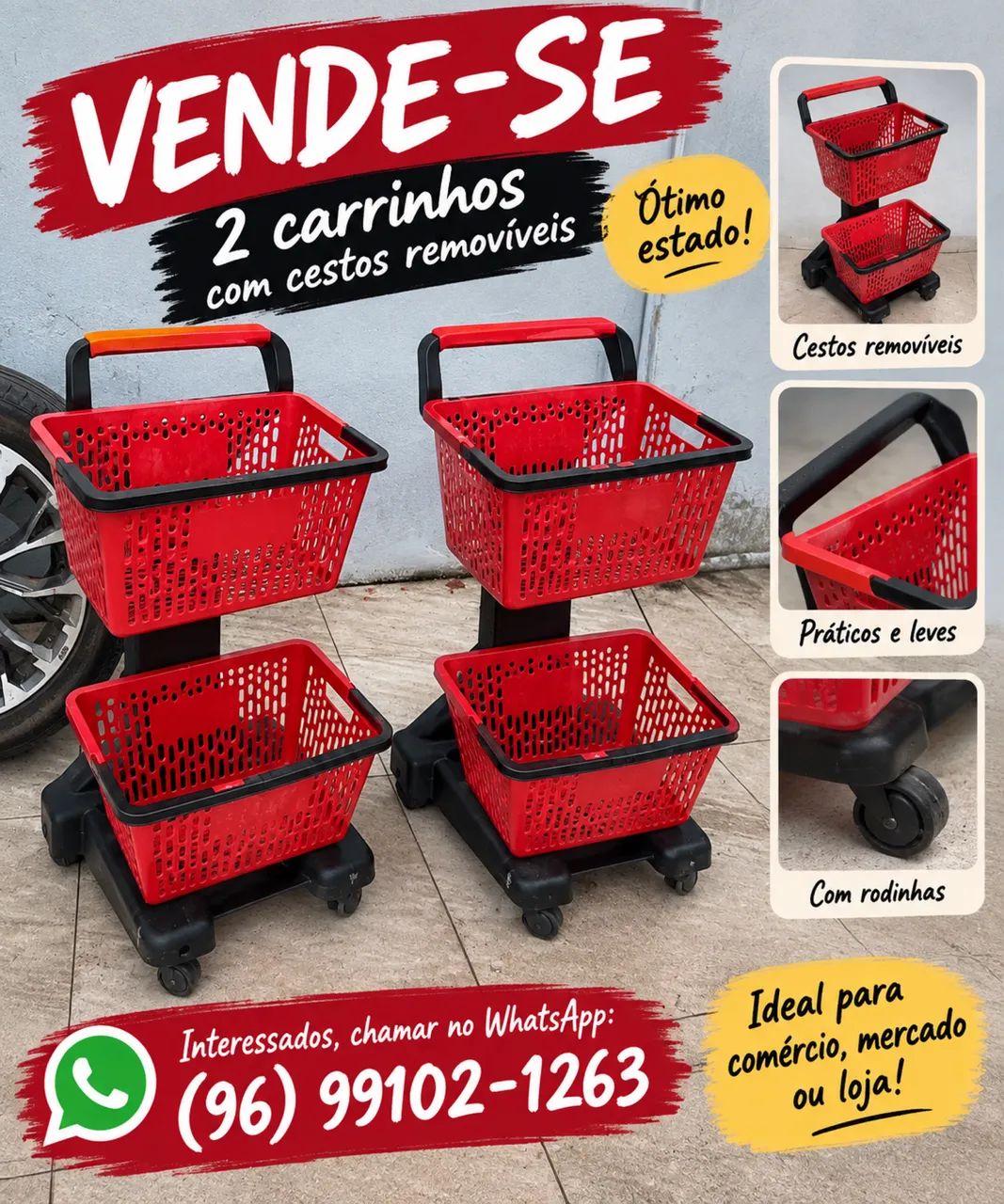Carrinho com cestas removíveis  - Foto 2