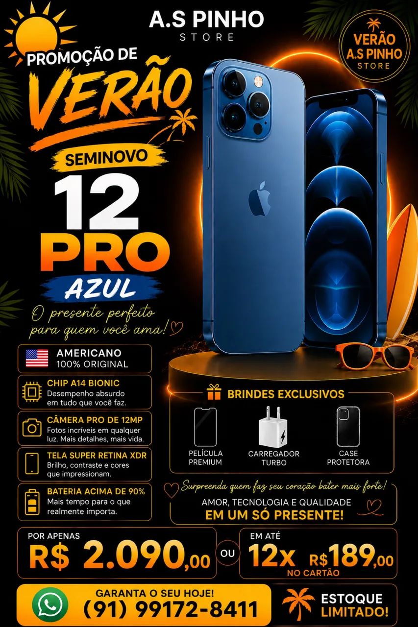 iPhone 12 Pro com bateria ótima
