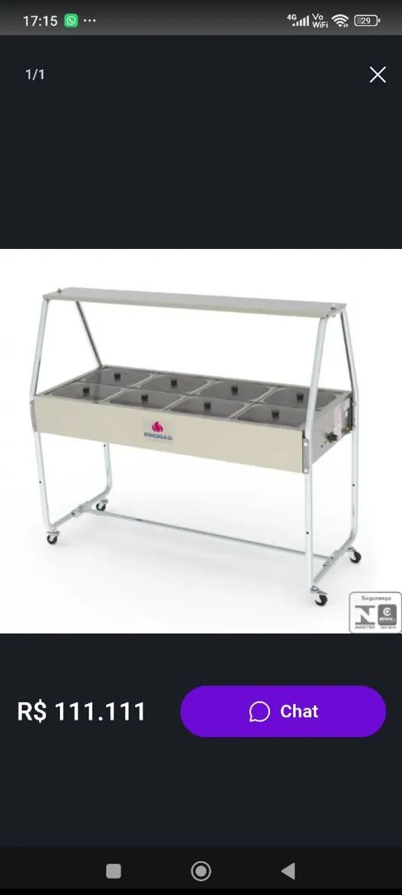 buffet com 8 cubas tampa de vidro