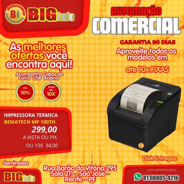 Impressora Termica Bematech Mp 100 - Em ate 10x Fixas