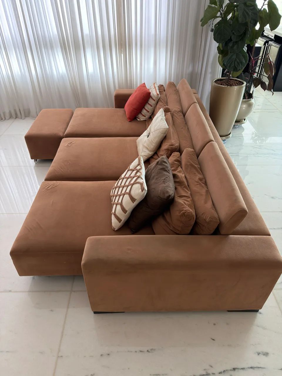 Sofá retrátil 2,80m Prodomo Design Camurça  - Foto 5